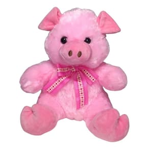 Porco De Pelúcia Macia Rosa Com Laço - 25 Cm   2 Cores