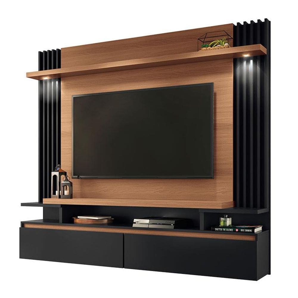 Painel para TV Home Suspenso Cosmo Nature Preto - HB Móveis