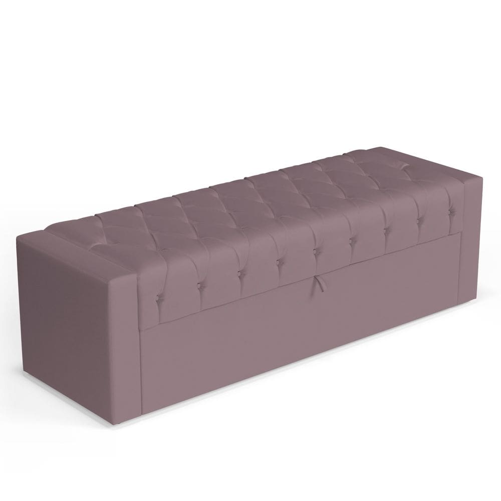 Calçadeira Báu Queen Size Atena 160cm Capitonê Veludo Rosê - Abmaza
