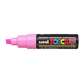 Caneta marcadora Uni Posca PC-8K com ponta de cinzel rosa fluorescente x6