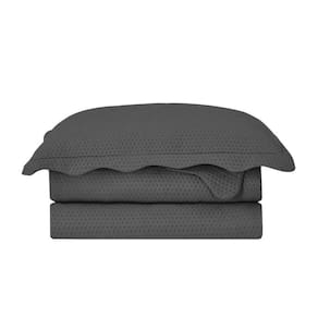 Cobre Leito Colcha Casal Bullet Camesa Cinza Escuro 3 Peças