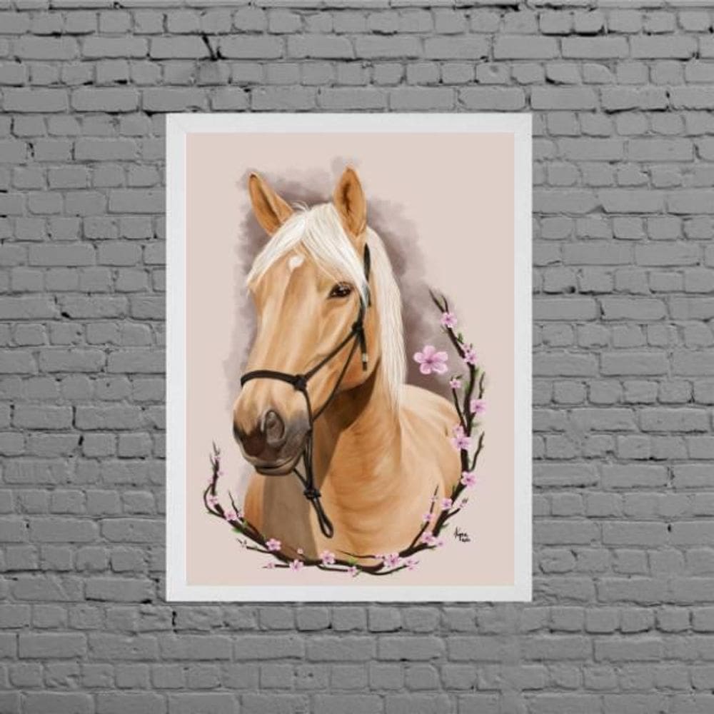 Quadro Decorativo Cavalo Com Flores 33X24Cm - Com Vidro