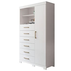 Cômoda de Madeira 6 Gavetas 1 Porta Marabá Santos Andirá Branco