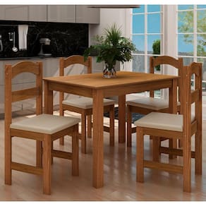 Conjunto de Mesa Com 4 Cadeiras Praiana Araúna Freijó e Bege