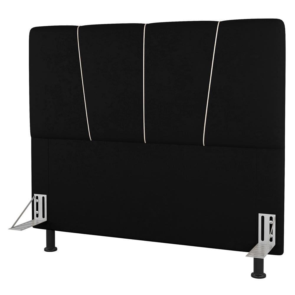Cabeceira Cama Box Solteiro Amber 90cm Estofada Suede Preto - Abmaza