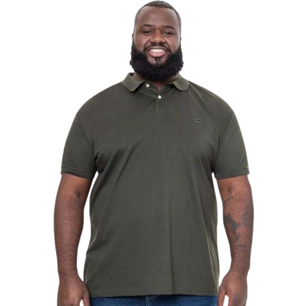 Camisa Polo Masculina HD Plus Size Verde Escuro H0113