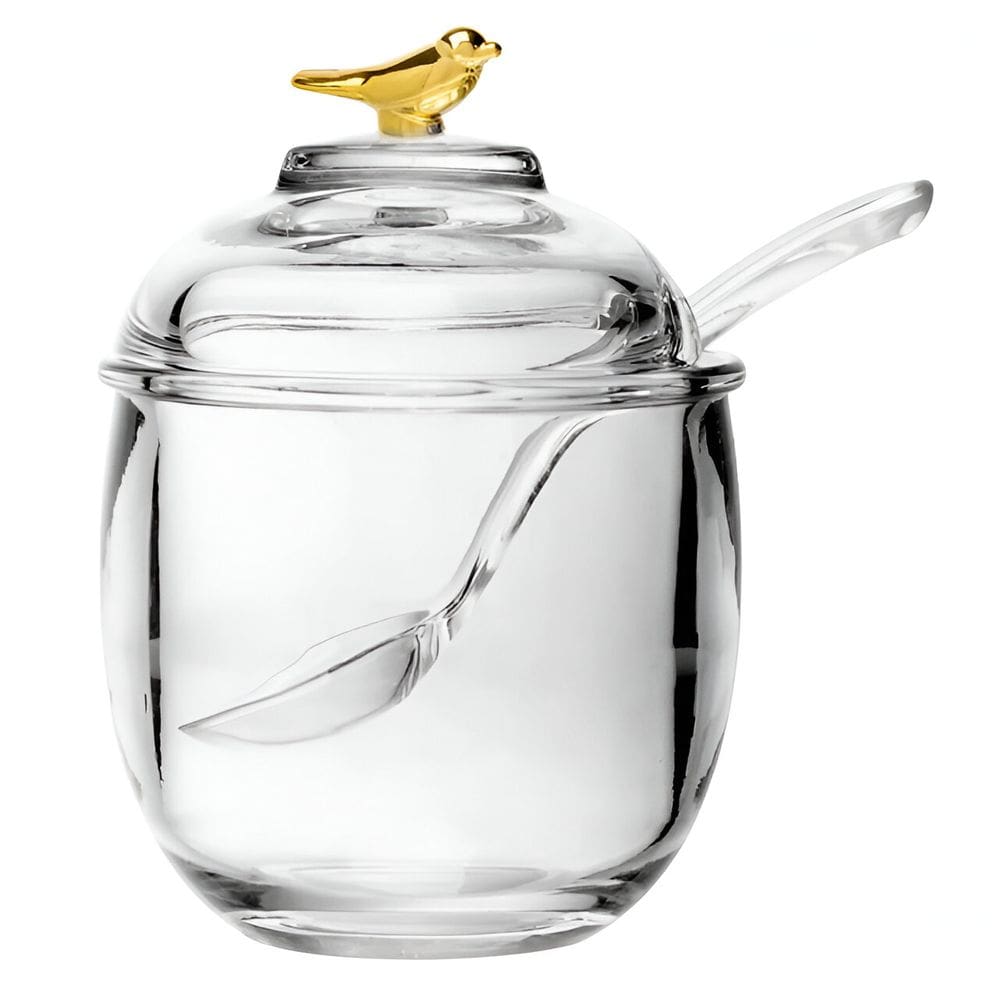 Açucareiro em Cristal Ecológico com Colher e Tampa Golden Bird 150ml