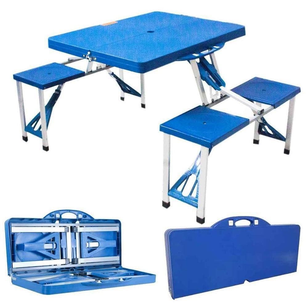 Mesa Camping Dobrável c/ 4 Banquetas - Prática Kala