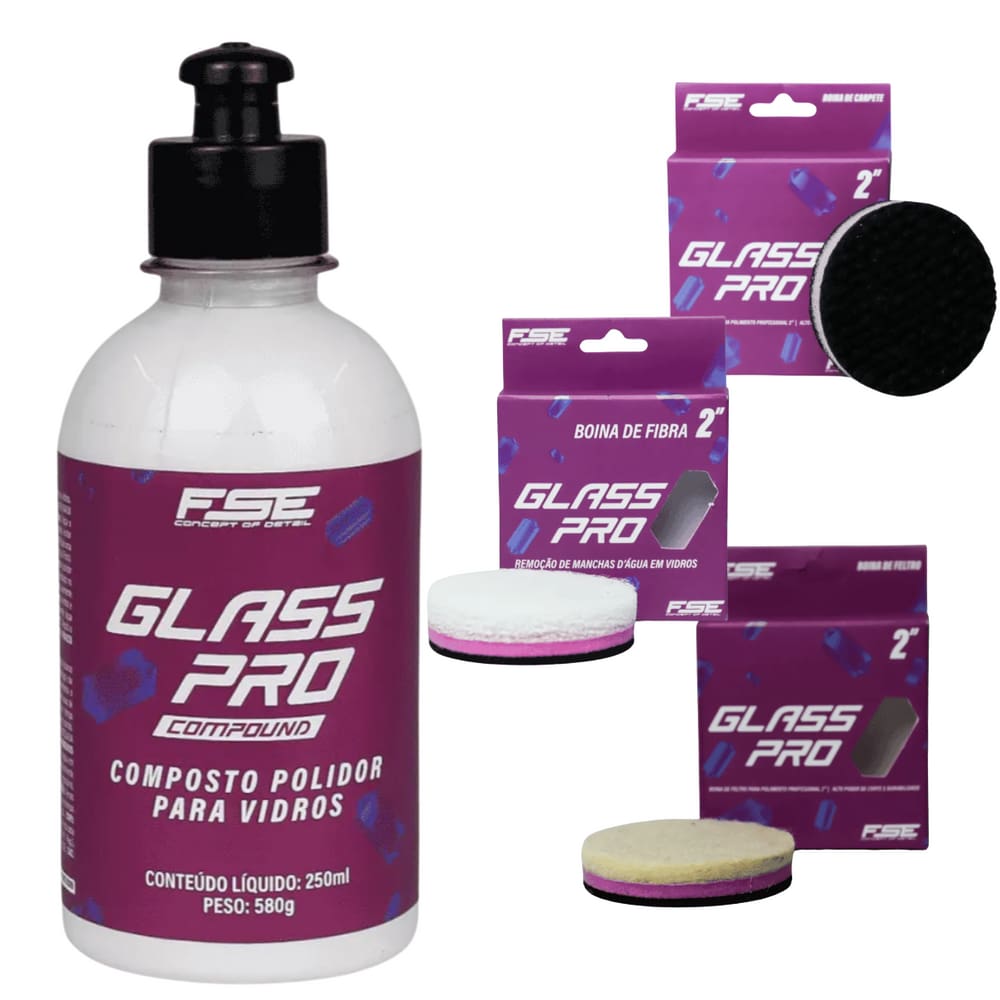 Kit Polidor de Vidros Glass Pro 250ml + Boinas de 2" Soft99