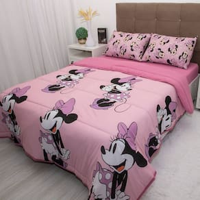 Edredom Casal Mickey & Minnie Disney Malha 100% Algodão 200x220cm