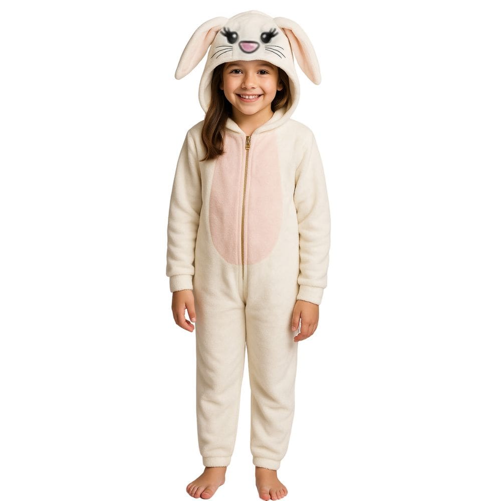 Pijama Macacão Infantil Coelho Rosa Fantasia Soft Fleece Gro