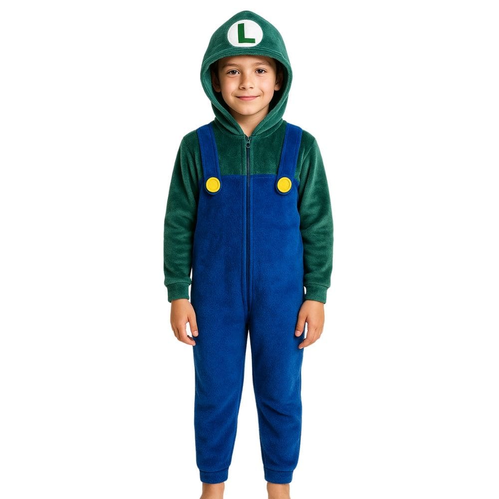 Macacão Infantil Pijama Luigi Fantasia Soft Fleece Pelúcia