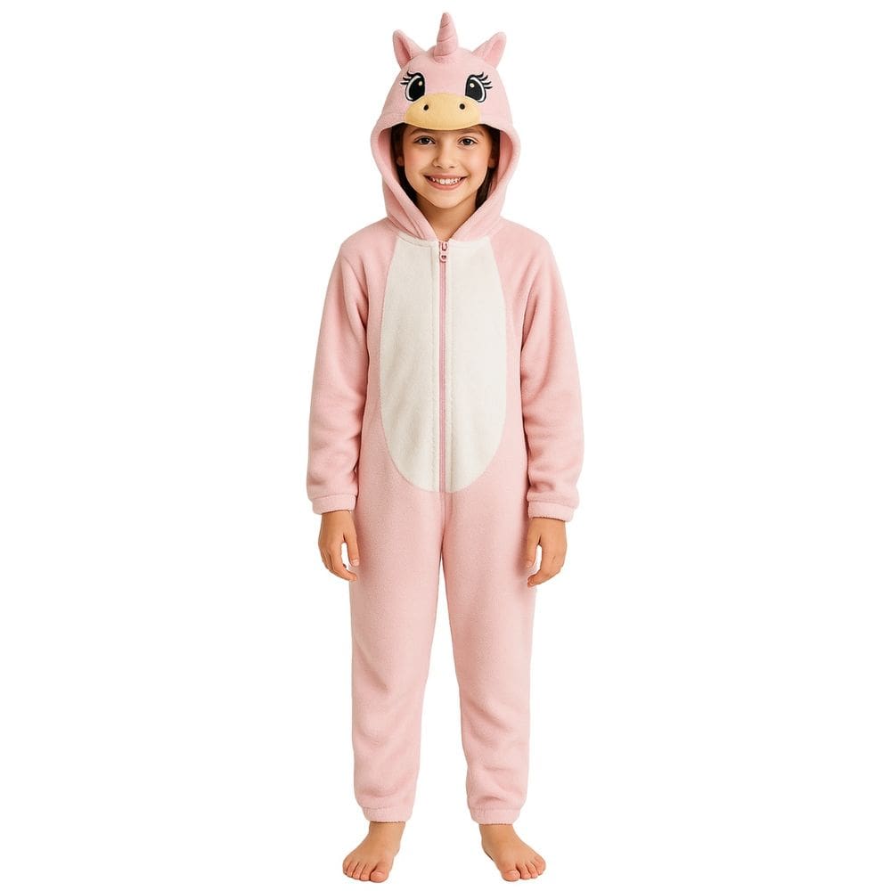 Pijama Macacão Infantil Unicórnio Rosa Fantasia Soft Fleece