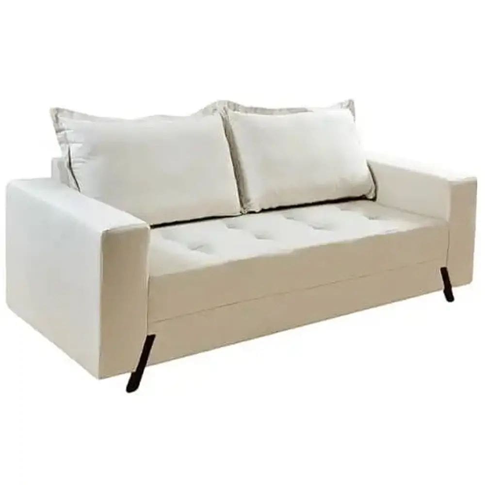 Sofá 8100 3 Lugares em Linho com Almofadas Soltas 198cm Boareto Cor Bege