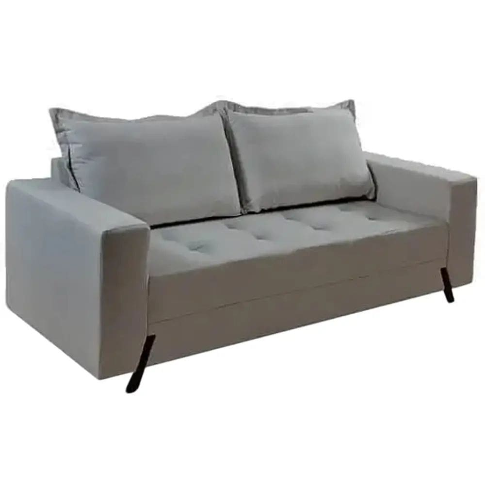 Sofá 8100 3 Lugares em Linho com Almofadas Soltas 198cm Boareto Cor Cinza