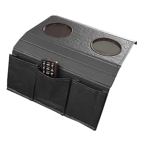 Porta Copos para Sofá com 3 Compartimentos na Lateral Cor Preto
