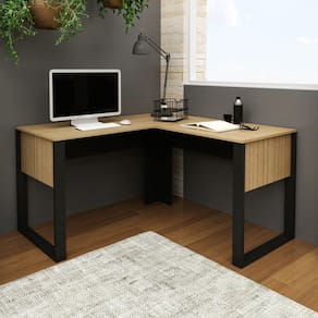 Mesa de Canto para Computador Escritório ME4181 Amêndoa Preto