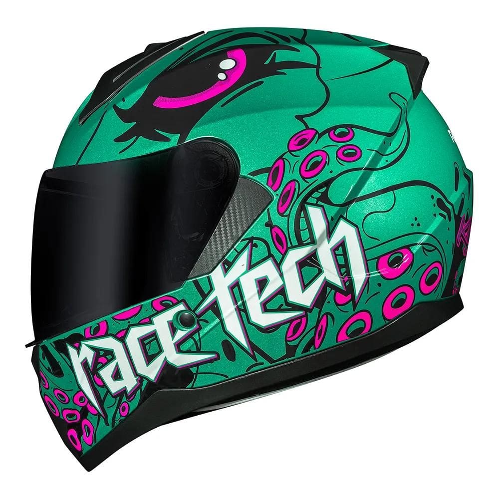 Capacete Race Tech Sector Kraken Verde Rosa