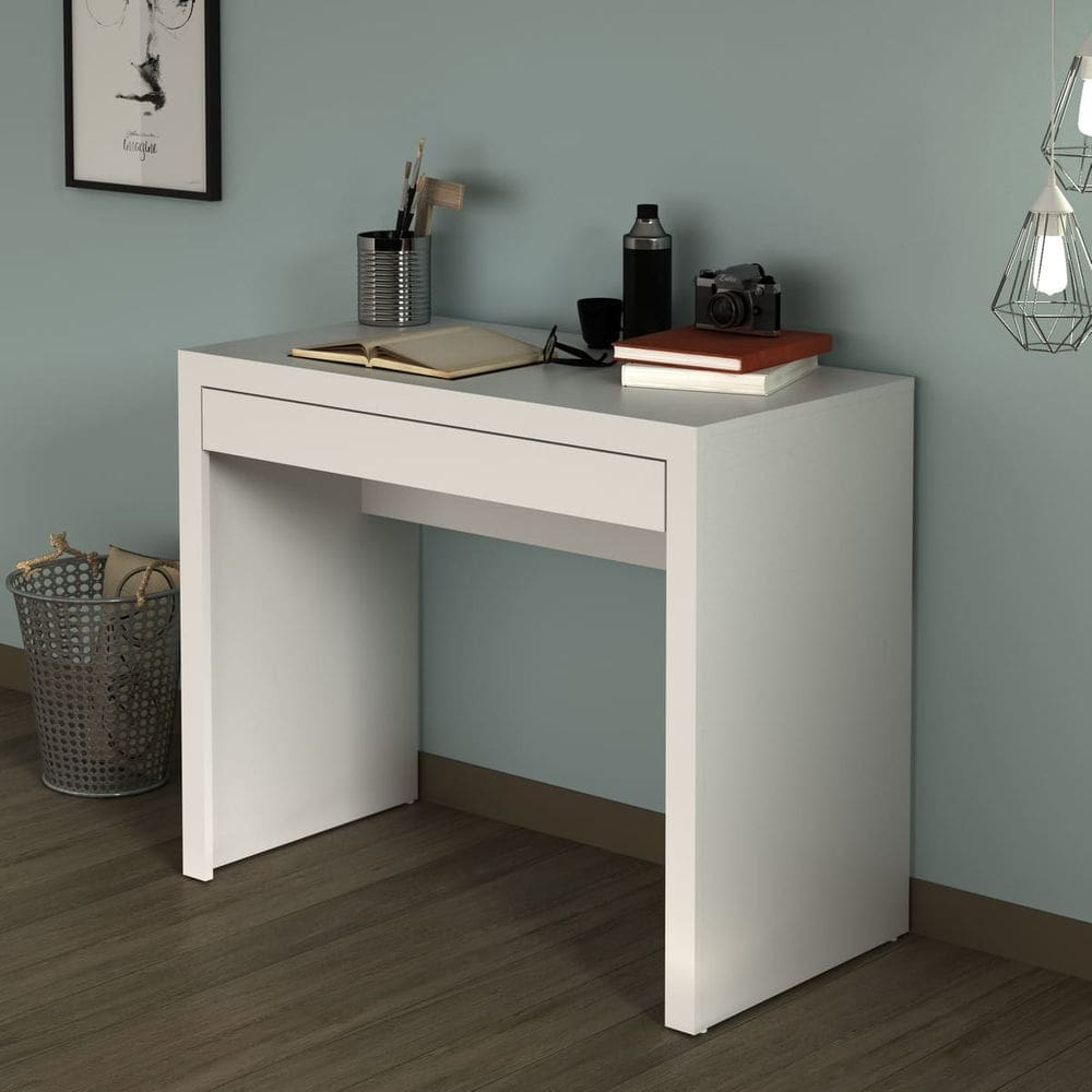 Mesa Escrivaninha para Estudo com 1 Gaveta 74x90 Cm ME4107 Branco