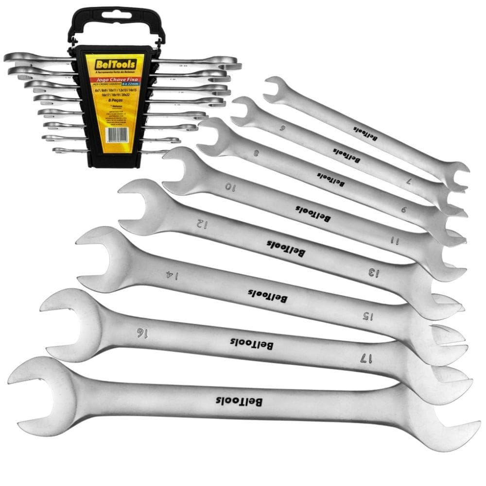 Jogo Chave Fixa Crv 6 a 22mm com 8 peças Beltools