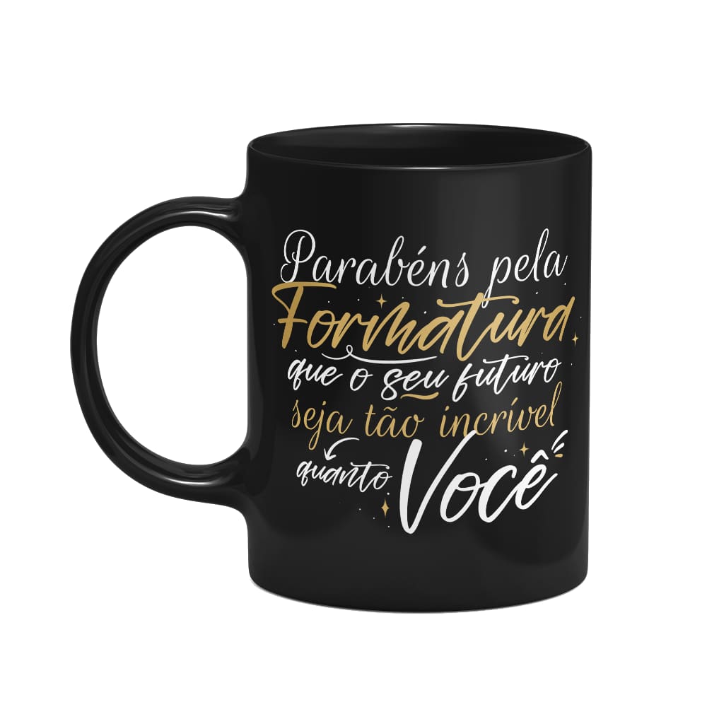 Caneca Formatura - Parabéns pela formatura - Preta