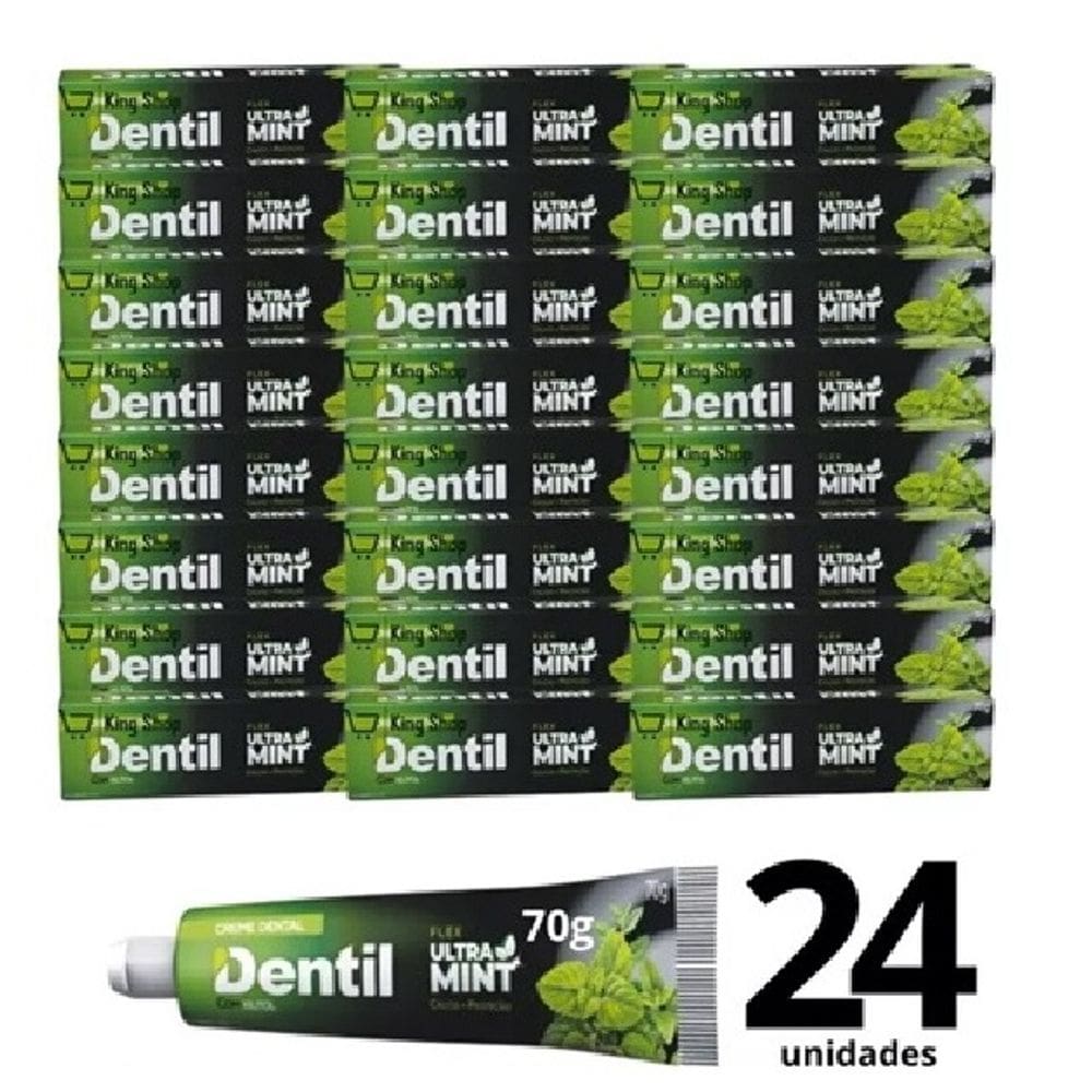 24 Creme Dental Dentil Ultra Mint Com Xilitol S/ Flúor Menta