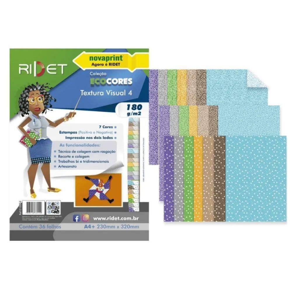 Bloco Criativo Textura Visual4 com 7 Cores A4 36FLS - Ridet