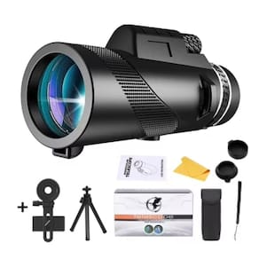 Kit Telescópio Portátil 80X com Tripé e Adaptador Celular