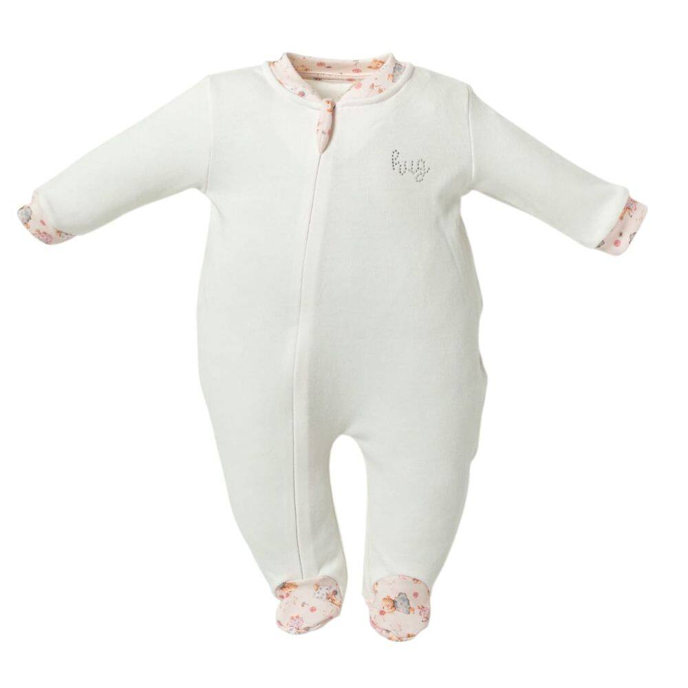 Macacão Longo Bebê com Zíper Menina Off White Aurora - Hug