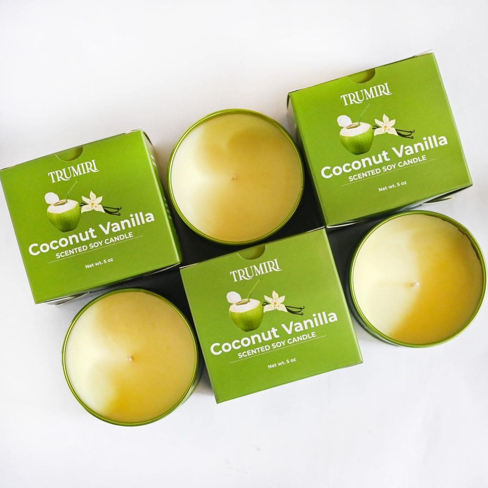 Velas Trumiri, coco, aroma de baunilha, 150 ml, pacote com 3