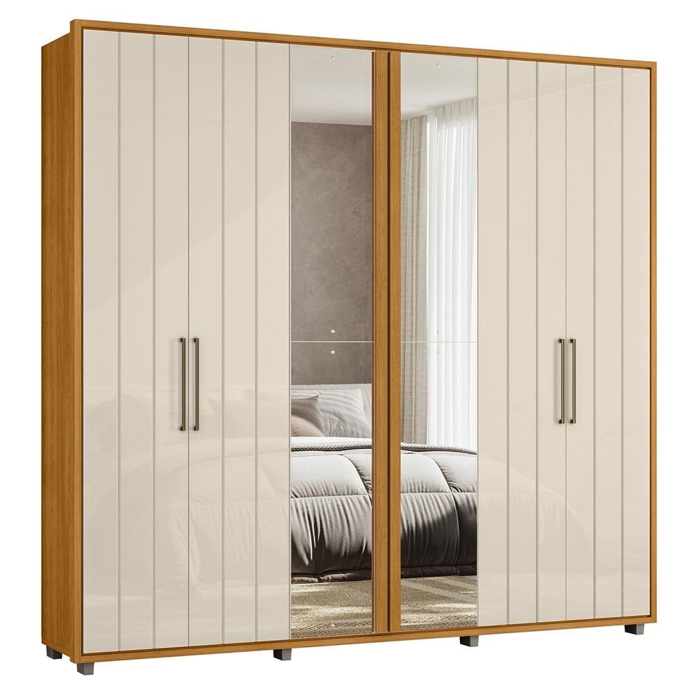 Guarda Roupa Casal 250cm Com Espelho Vibe Off/Cinamomo Z10 - Mpozenato