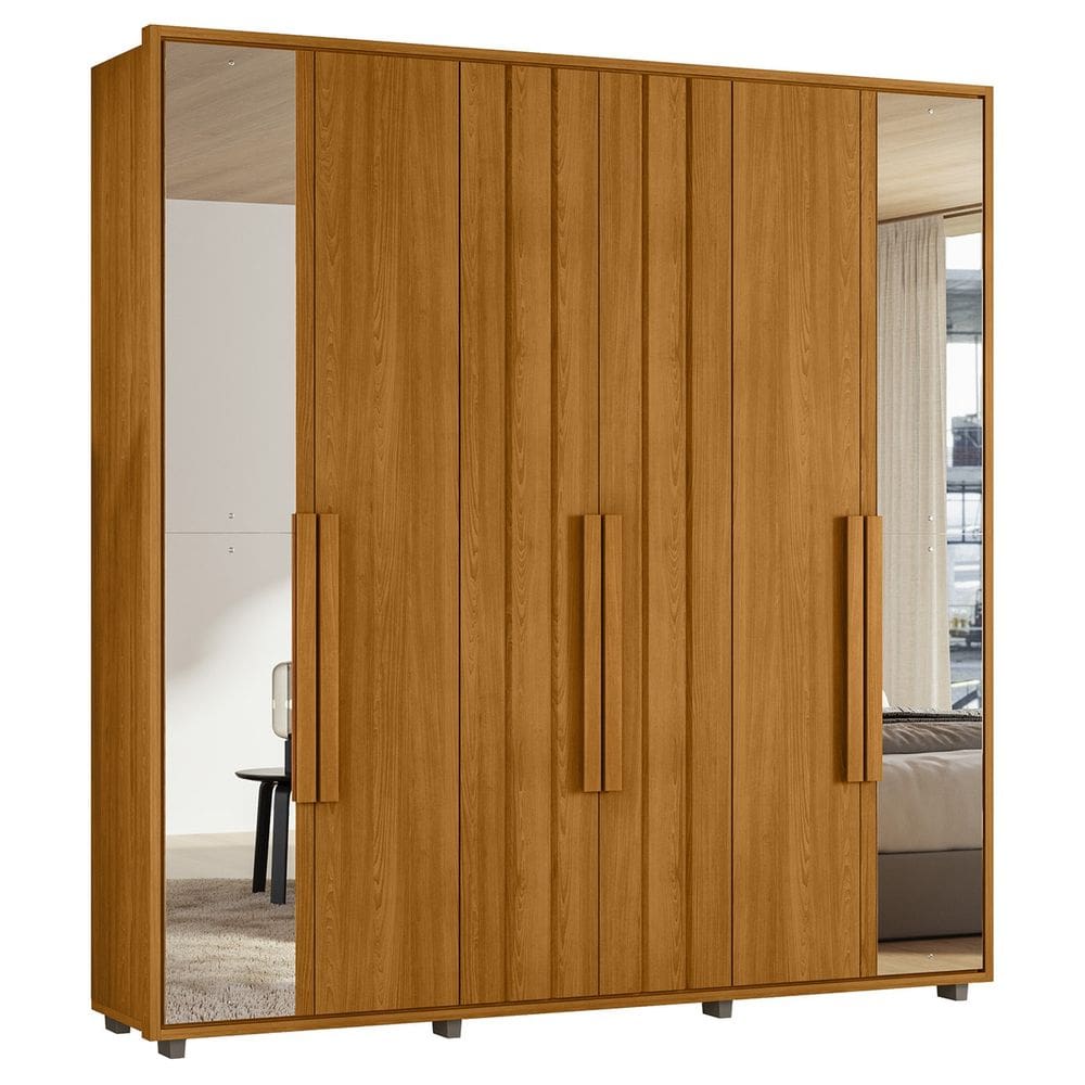 Guarda Roupa Casal 230cm Com Espelho Barok Cinamomo Z10     - Mpozenato