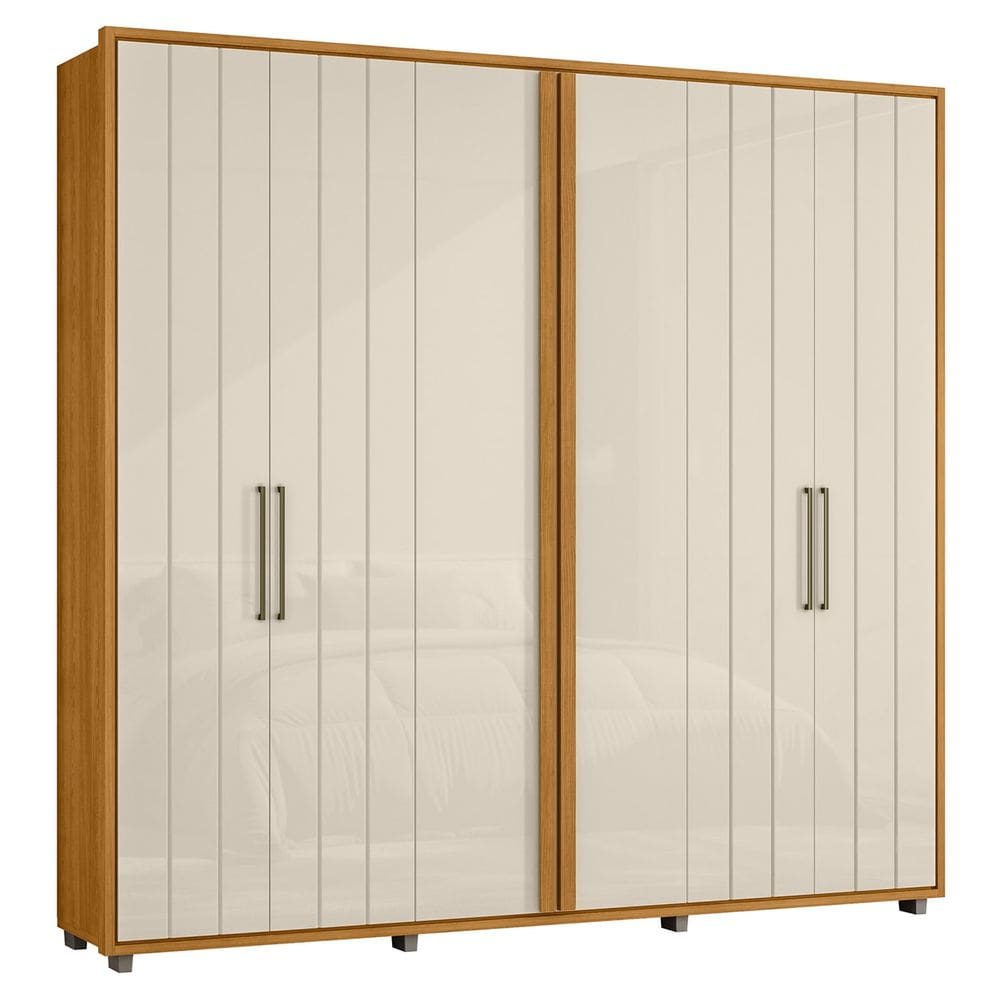 Guarda Roupa Casal 250cm Com 6 Portas Vibe Off/Cinamomo Z10 - Mpozenato