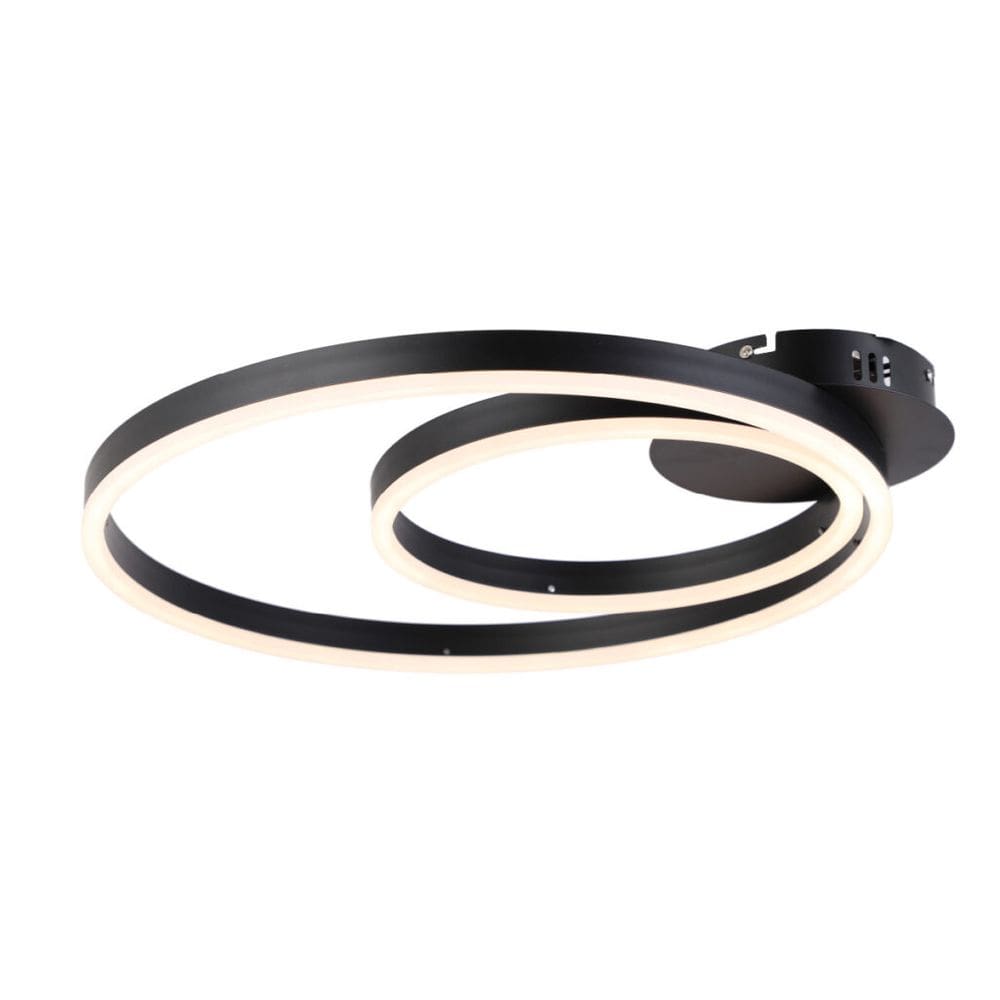Plafon Hypnosis 2 Circulos Led Ø50+30Cm - Preto