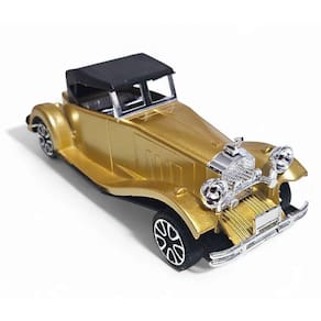 Carrinho Miniatura Antigo Clássico Fricção Colecionável 24cm Dourado Jr0867