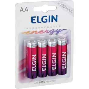 Pilha Recarregável Pequena AA 2500mah 1.2v. c/04 - Elgin