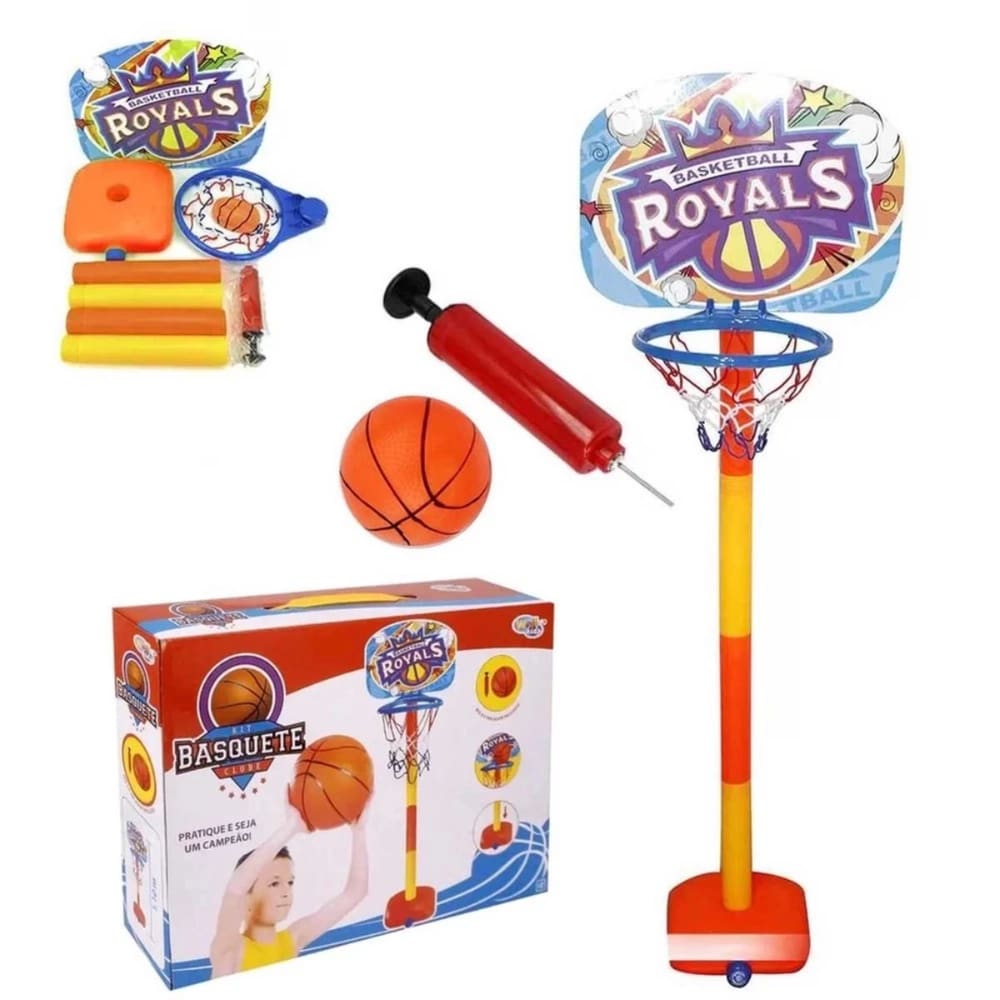 Tabela de Basquete Cesta Infantil Ajustável com Bola e Bomba
