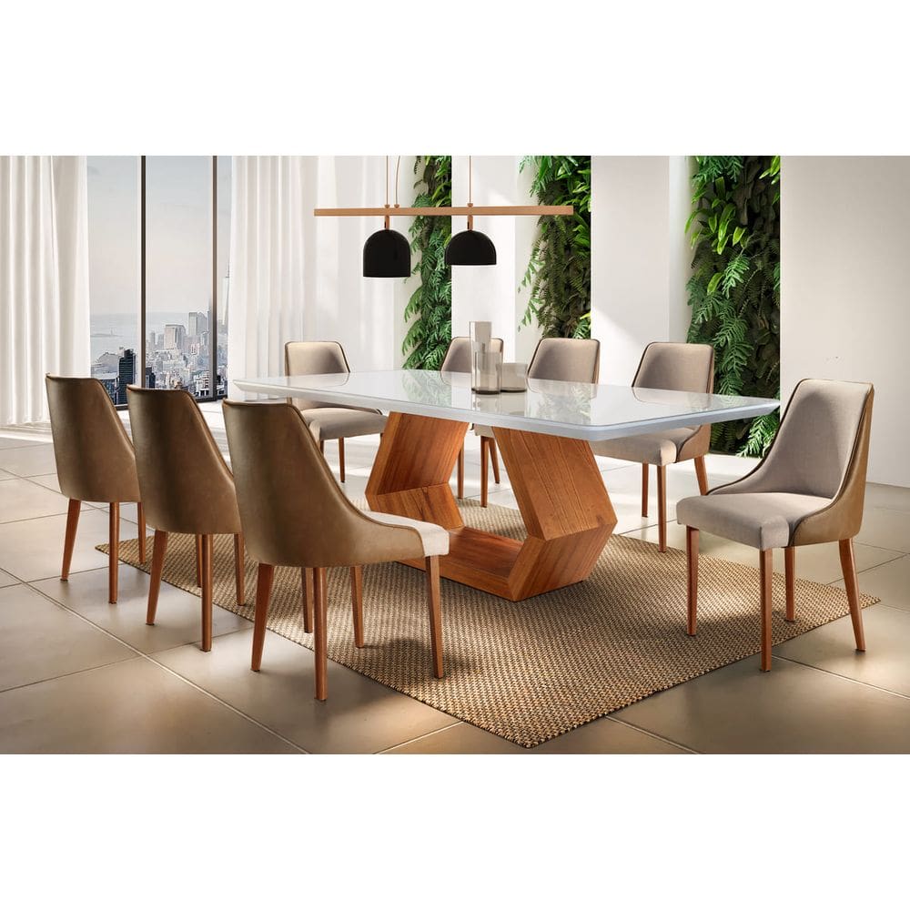 Sala de Jantar Retangular 8 Cadeiras 2,20x1,10m - Ane - Espresso Móveis