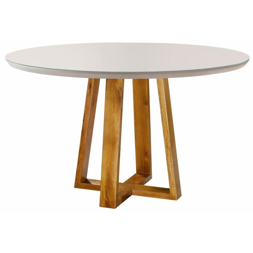 Mesa de Jantar Redonda com Vidro 1,20m - Natalle - Móveis Mundial
