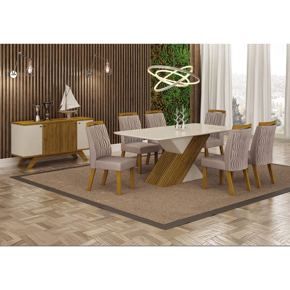 Sala de Jantar Completa com 6 Cadeiras 1,80x0,90m - Ilhéus - Leifer Móveis