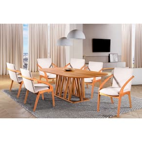 Sala de Jantar Moderna Madeira Maciça 6 Cadeiras 1,80x0,90m - Granada - Harmonia Salas