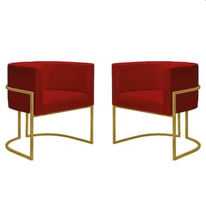 2 Poltr. Decorativa Nayara Base Ferro Dourado Suede Marsala