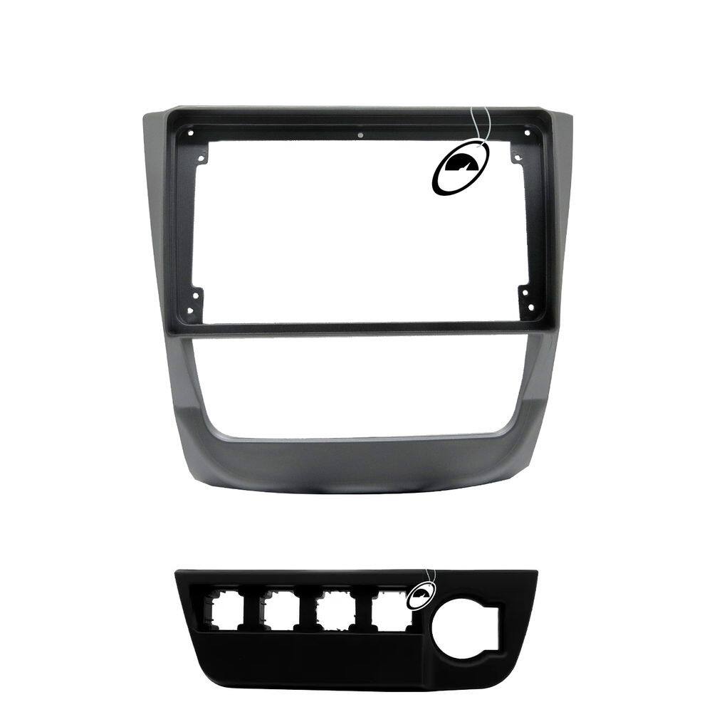 Moldura De Painel 2 Din 9" Polegadas Vw Gol Saveiro Voyage G6 - Prata Top