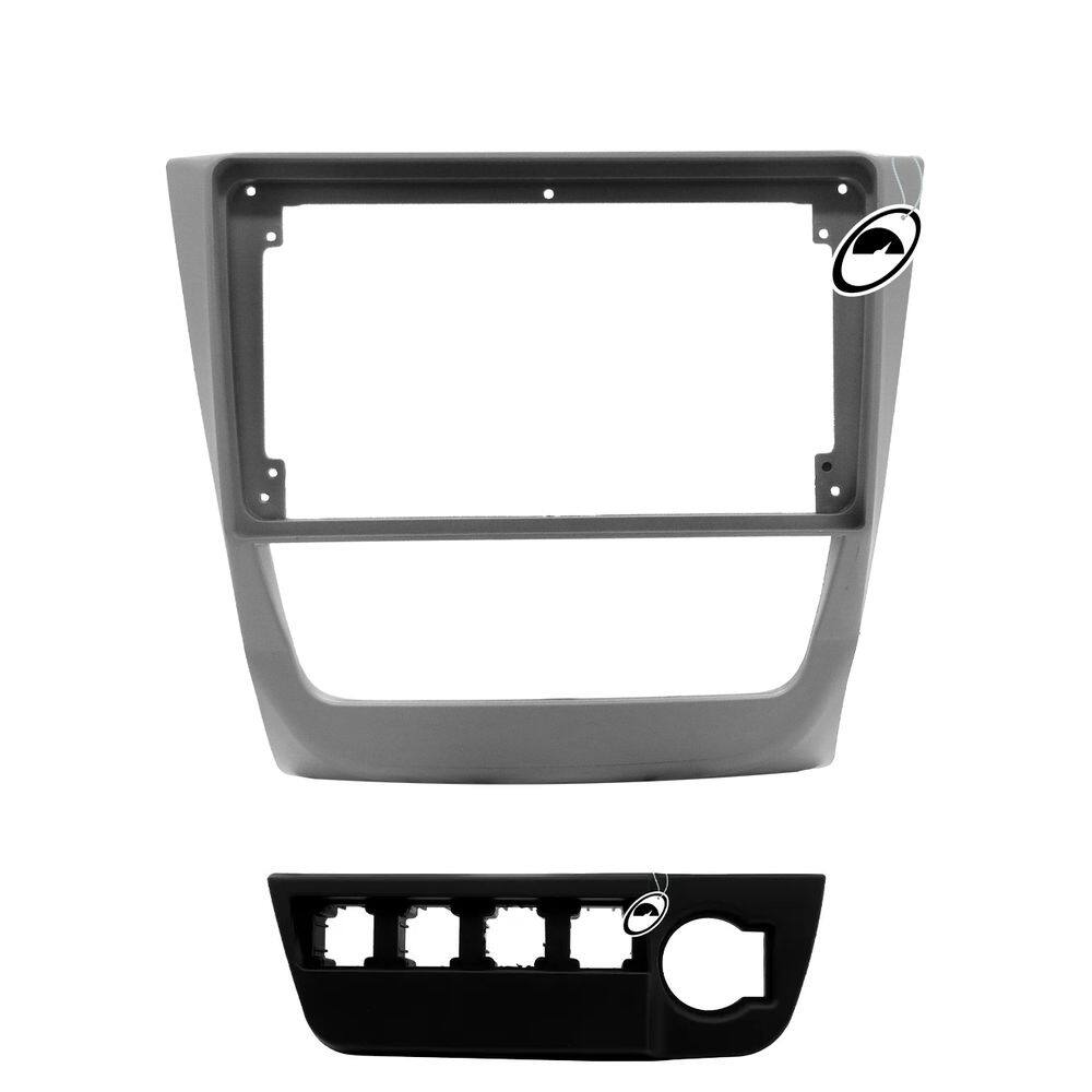 Moldura De Painel 2 Din 9" Polegadas Vw Gol Saveiro Voyage G6 - Cinza