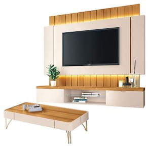Home Suspenso Illusion 1.8 e Mesa de Centro Cadenza Cinamomo Off White - HB Móveis
