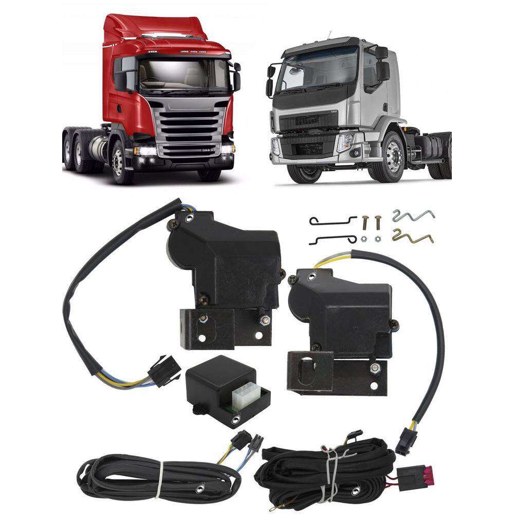 Kit Trava Elétrica Tragial Volvo VM Scania Serie 4 e 5 24V 2 Portas