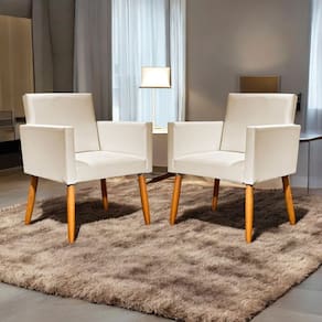 Kit 2 Poltronas Decorativa Para Sala Recepção Consultório Nina Corino Pés Palito Castanho