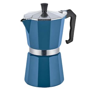 Cafeteira Italiana 9 Xícaras 450ml Moka Pot em Alumínio Azul Marinho Prata