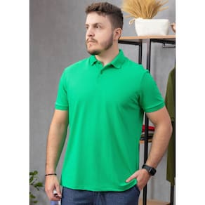 Polo Masculina Piquet Básica Lisa Verde Bandeira