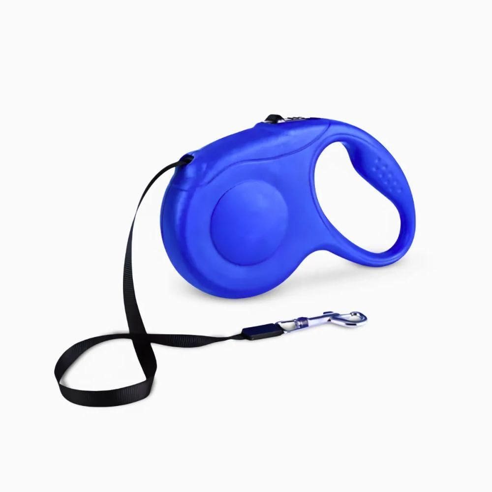 Coleira Retrátil Para Cachorro - Azul